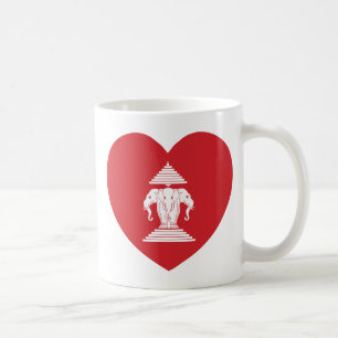 Laotian Erawan 3 Headed Elephant Heart Flag Coffee Mug