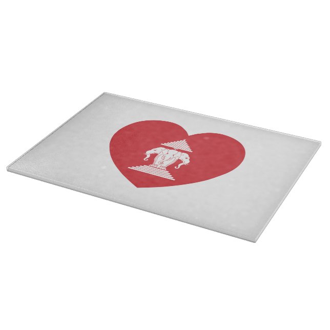 Laotian Erawan 3 Headed Elephant Heart Flag Cutting Board (Corner)