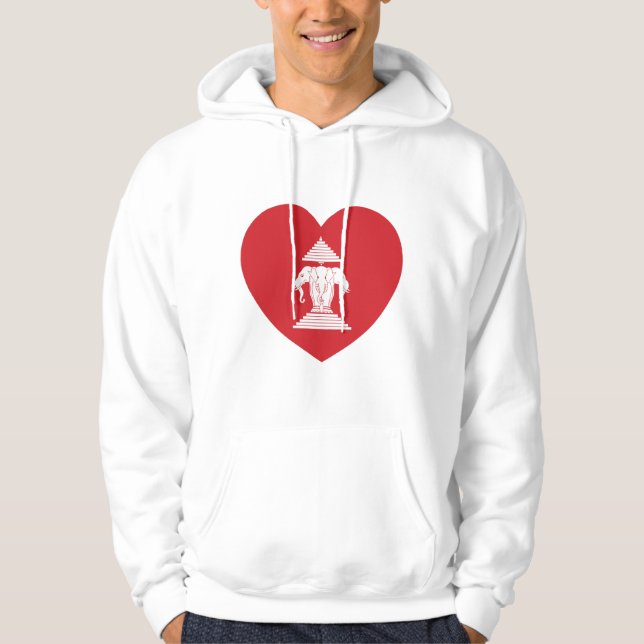 Laotian Erawan 3 Headed Elephant Heart Flag Hoodie (Front)