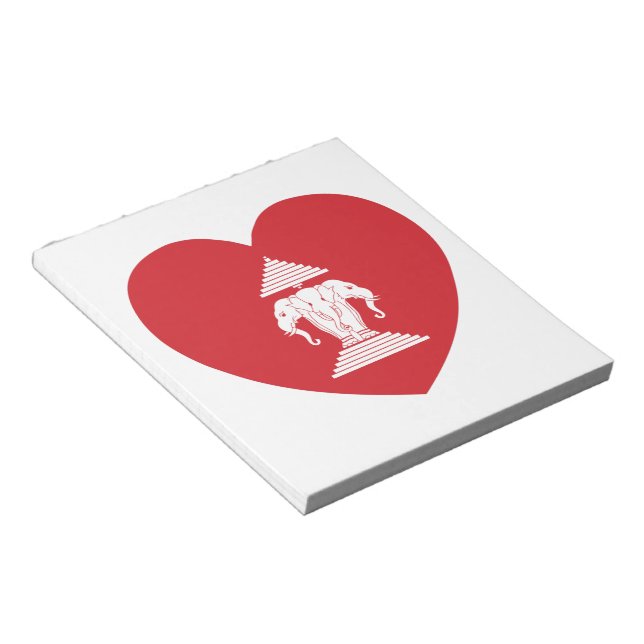 Laotian Erawan 3 Headed Elephant Heart Flag Notepad (Angled)