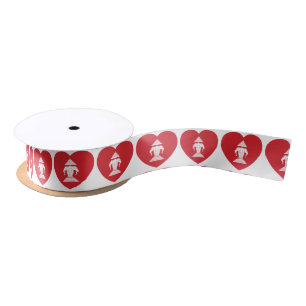 Laotian Erawan 3 Headed Elephant Heart Flag Satin Ribbon