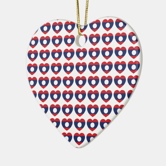 Laotian Heart Flag Ceramic Tree Decoration (Left)