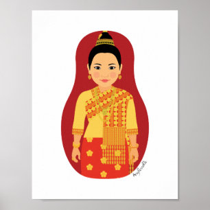 Laotian (Red) Matryoshka Poster