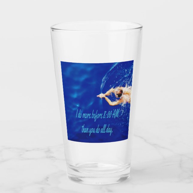 Lap Swimming Swim Team Motivational Inspirational Glass (Front)