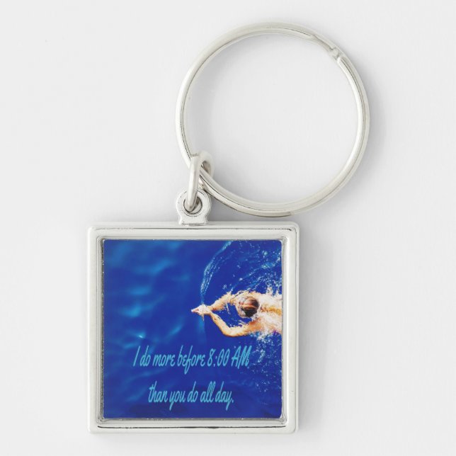 Lap Swimming Swim Team Motivational Inspirational Key Ring (Front)