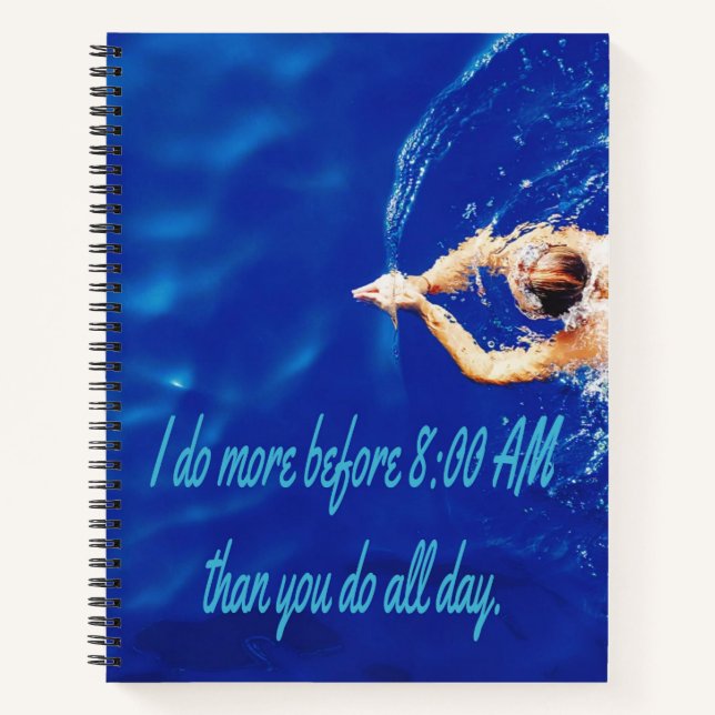 Lap Swimming Swim Team Motivational Inspirational Notebook (Front)