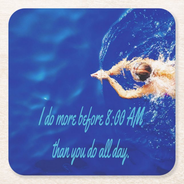 Lap Swimming Swim Team Motivational Inspirational Square Paper Coaster (Front)