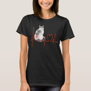 LaPerm Cat Heartbeat EKG  I Love My Cat T-Shirt