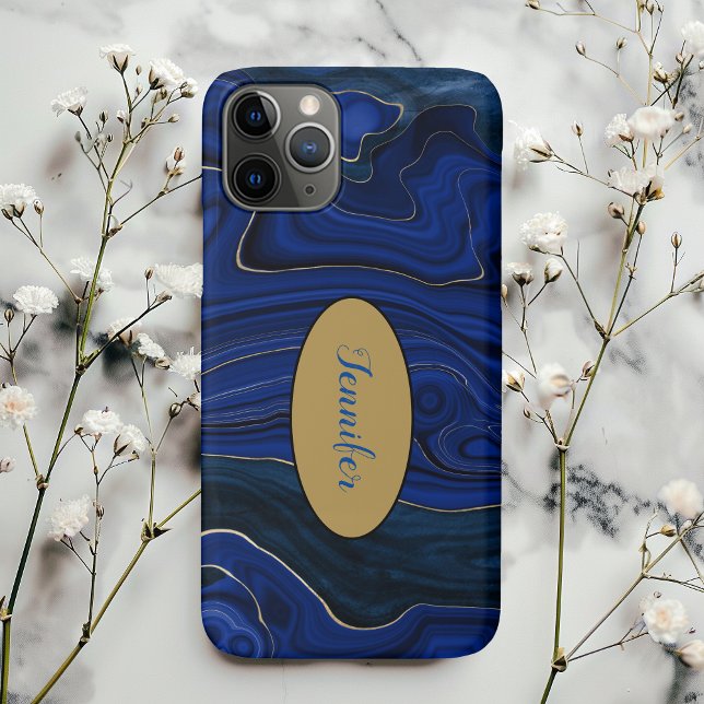 Lapis Blue Agate Swirls Personalised Case-Mate iPhone Case (Creator Uploaded)