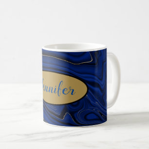 Lapis Blue Agate Swirls Personalised Coffee Mug