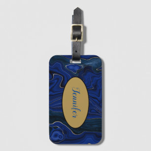 Lapis Blue Agate Swirls Personalised Luggage Tag