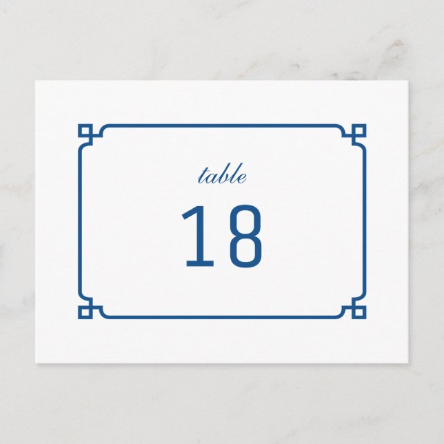 Lapis Blue Deco Chic Table Number Postcard (Front)