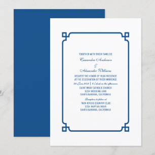 Lapis Blue Deco Chic Wedding Invite