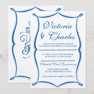 Lapis Blue Modern Vintage Typography Ocean Blue Invitation