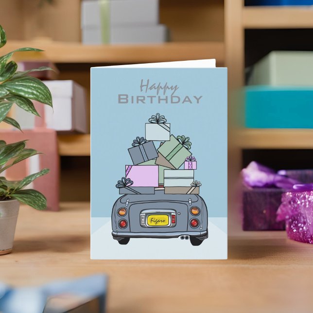 Lapis Grey Figaro Figarations Happy Birthday Card (A lapis grey figaro birthday card you can send to your car or your friends)