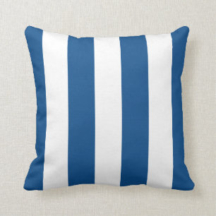 Lapis Lazuli and White Striped Throw Pillow