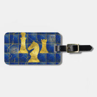 Lapis Lazuli Chessboard and Gold Chess Pieces
