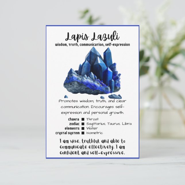 Lapis Lazuli Crystal Meaning Card (Standing Front)