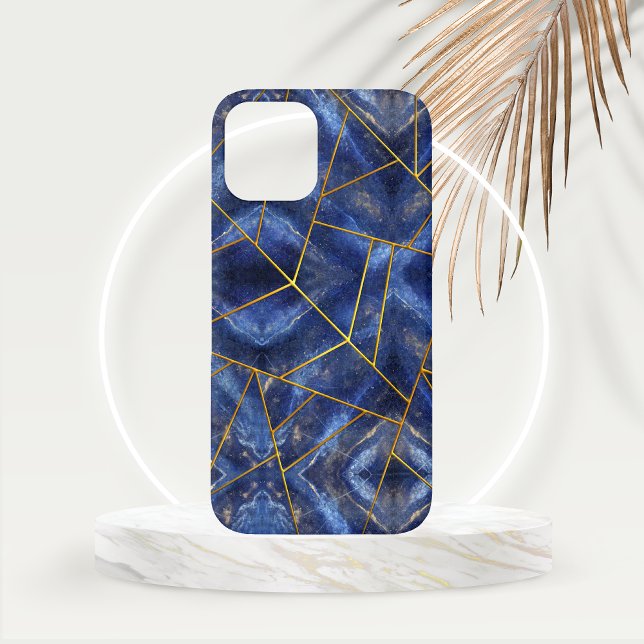 Lapis Lazuli Inlay Look with Golden Trim  Case-Mate iPhone Case (Lapis Lazuli with Gold Inlay Phone Case)