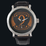 Lapis Lazuli wedding anniversary 10 years Watch<br><div class="desc">A design to celebrate 10 years of marriage. This design has a Terracotta (Terracotta, the traditional colour for this anniversary) coloured laurel design on a black background. Lapis Lazuliis the traditional gemstone for this occasion. The text reads Ivory 10 years anniversary. A romantic design to celebrate your 10th year of...</div>