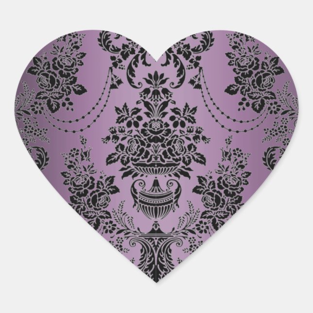Lapis Purple Black Damask Wedding Envelope Seals (Front)