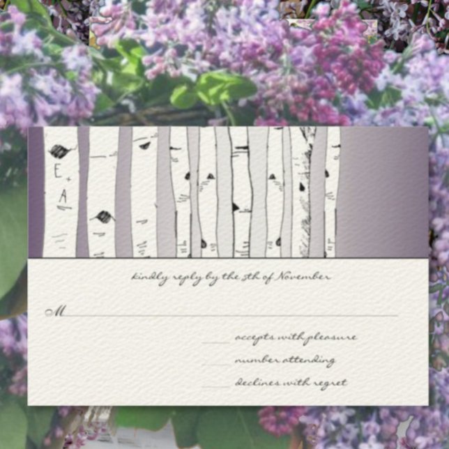 Lapis Purple Cloud Birch Tree Wedding RSVP (Creator Uploaded)