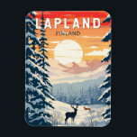 Lapland Finland Travel Art Vintage Magnet<br><div class="desc">Lapland retro vector travel design. Lapland is Finland’s northernmost region known for its vast subarctic wilderness,  ski resorts and natural phenomena.</div>