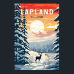 Lapland Finland Travel Art Vintage Poster<br><div class="desc">Lapland retro vector travel design. Lapland is Finland’s northernmost region known for its vast subarctic wilderness,  ski resorts and natural phenomena.</div>