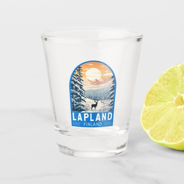 Lapland Finland Travel Art Vintage Shot Glass (Front)