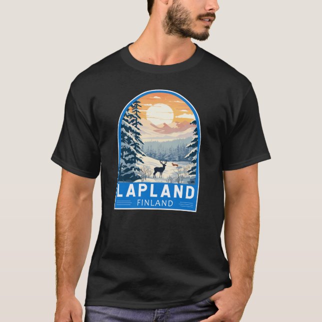 Lapland Finland Travel Art Vintage T-Shirt (Front)