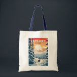 Lapland Finland Travel Art Vintage Tote Bag<br><div class="desc">Lapland retro vector travel design. Lapland is Finland’s northernmost region known for its vast subarctic wilderness,  ski resorts and natural phenomena.</div>