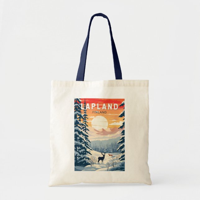 Lapland Finland Travel Art Vintage Tote Bag (Front)