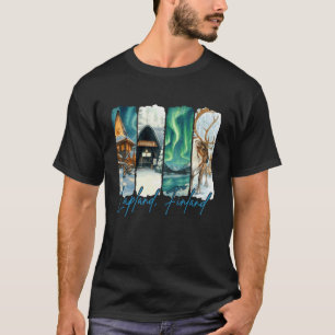 Lapland Finland Travelling Trip Brushstroke Souven T-Shirt