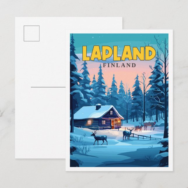 Lapland Finland vintage travel illustration Postcard (Front/Back)