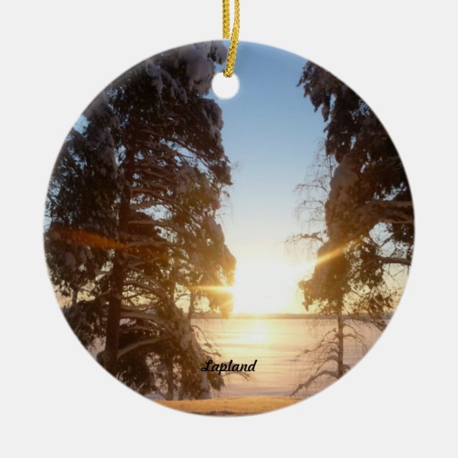 Lapland Landscape Ceramic Tree Decoration (Front)