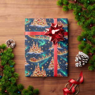 Lapland Santa Sleigh Enchanted Christmas Forest Wrapping Paper