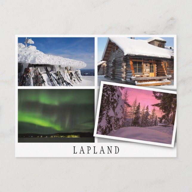Lapland winter landscapes collage with loose image postcard (Front)