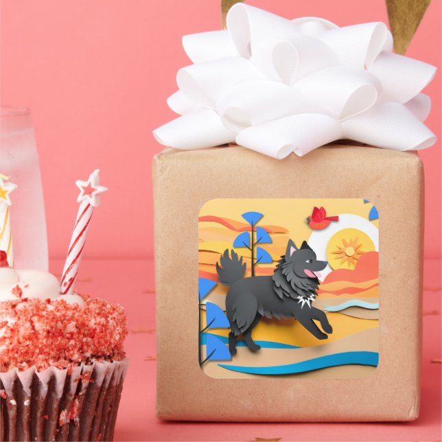 LAPPY GO LUCKY  Lapphund  Square Sticker (Party)