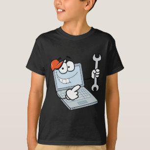 Laptop Cartoon Character Holding A Wrench T-Shirt