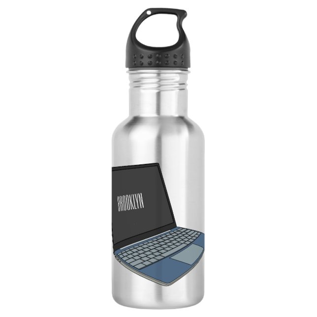Laptop cartoon illustration  532 ml water bottle (Front)