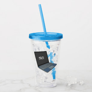 Laptop cartoon illustration  acrylic tumbler
