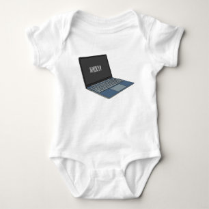 Laptop cartoon illustration  baby bodysuit