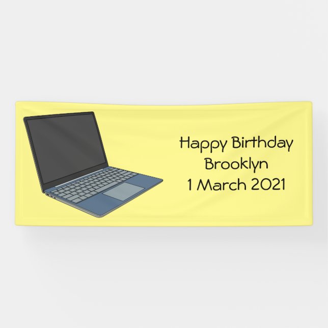 Laptop cartoon illustration banner (Horizontal)