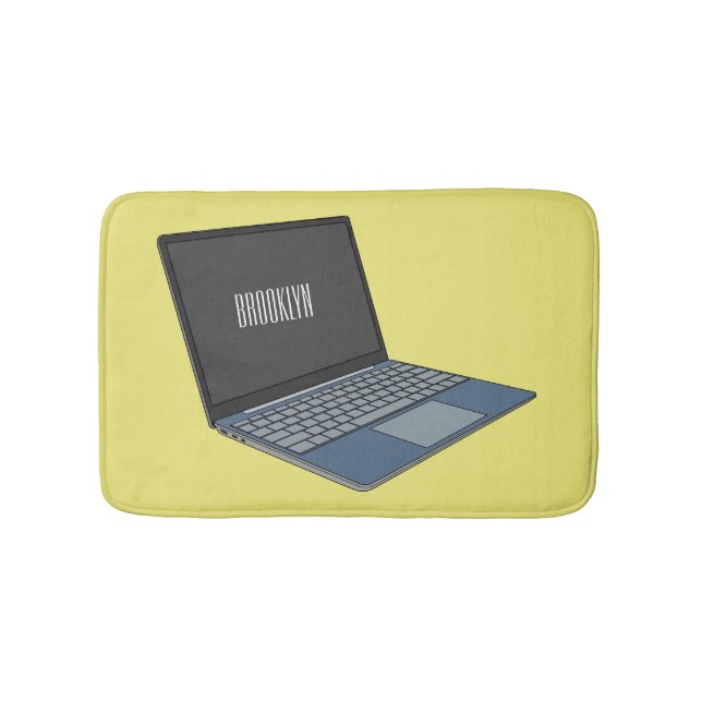 Laptop cartoon illustration  bath mat (Front)