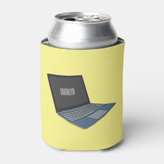Laptop cartoon illustration  can cooler (Can Front)