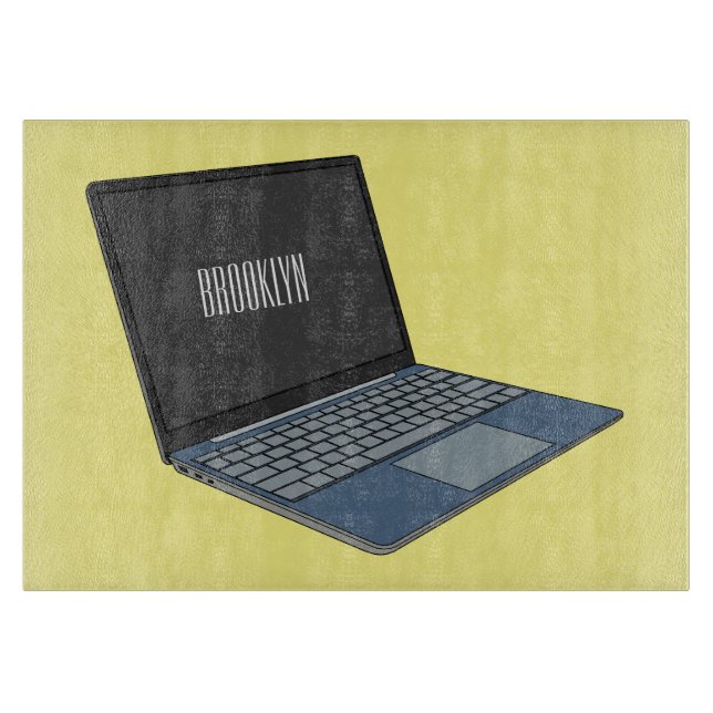 Laptop cartoon illustration  cutting board (Front)