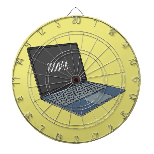 Laptop cartoon illustration  dartboard (Front)