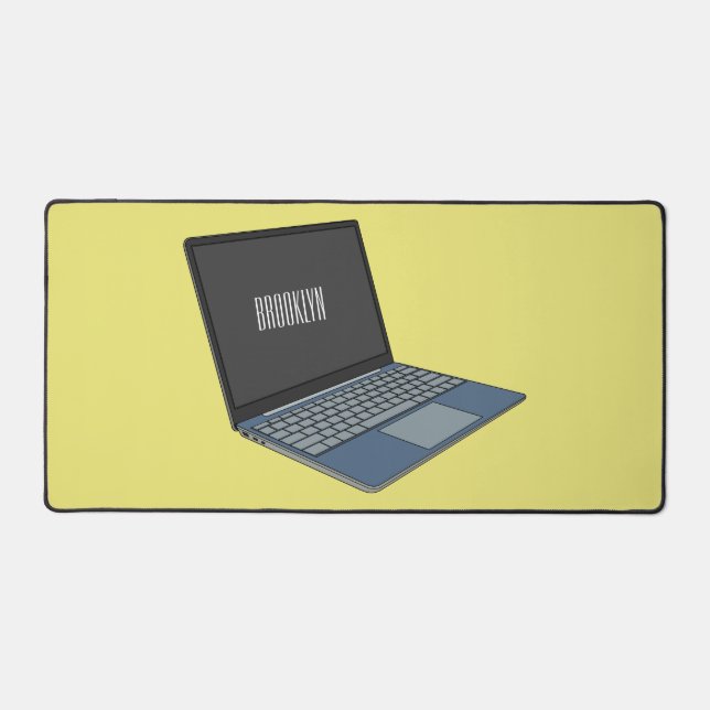 Laptop cartoon illustration  desk mat (Front)