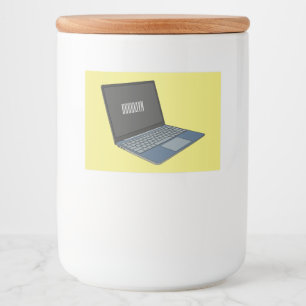 Laptop cartoon illustration food label