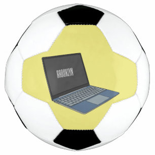 Laptop cartoon illustration football